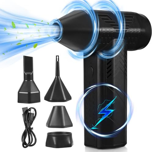 tlidfgeo Elektrischer Staubgebläse Druckluft, 3-Gang 130,000 U/min Elektrische Staubgebläse, Druckluft Compressed Air Duster mit 7500mah Akku, Mini Jet Gebläse für Laptop, Auto, Sofa, Bürogeräte
