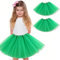 WKRTDY 2 pcs gonne Totem in Tulle Corto Elasticizzato per Bambine, Tutù gonna in tulle, Tutu da Bambina in Tulle Feste Danza Gonna da Festa per Bambine, per feste di compleanno (verde, 3 Strati)