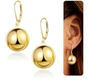 Kenivira 18K Vergoldete Ohrringe Hängend für Damen,Glänzend Gold Ohrringe mit Kugel Anhänger,Hypoallergene Leichte Ohrringe Hängend,Schmuck Geschenke für Damen