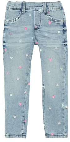 Jeans Treggings/Skinny Fit/Mid Rise/Skinny Leg/mit Stickerei hellblau 128/REG