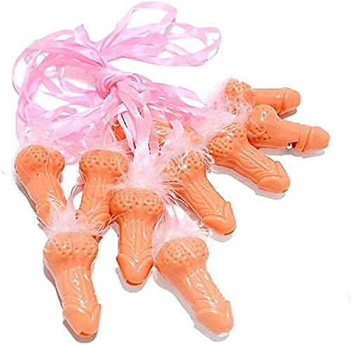 DYBADYSA 12 Pcs Prank Party Whistle Necklace Pecker with Ribbon Feather for Bridal Shower Wedding Hen Party Favor Supplies Set Y7