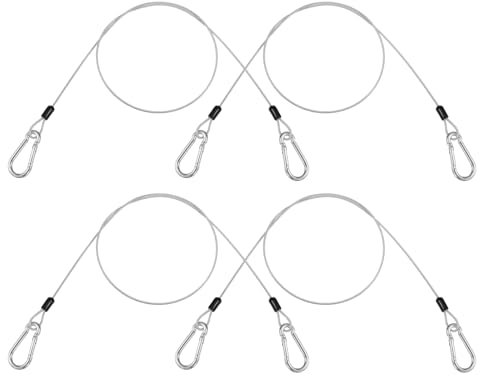 4 cables de alambre de seguridad con ojales, cable de seguridad de acero inoxidable plateado, 100 cm x 3 mm, cable de alambre con oses para bicicleta, motocicleta, muebles, jardín, etc