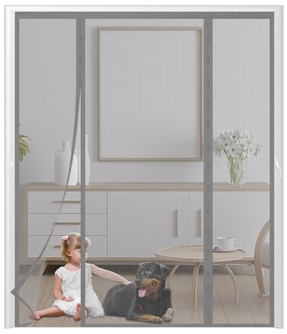 Zanzariera Magnetica per Porte195x245cmTenda Anti-Zanzara Magnetica Chiusa Automatica Doppia Apertura Laterale Tenda Zanzariere Magnetiche per Porte Finestre Scorrevole Balcone,Grigio puro