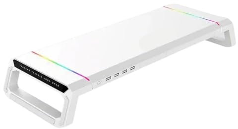 Computer Monitors Stand Risers With USB Hubs LED Light Foldable Computer Stand With Storage Drawer And Phone Holder