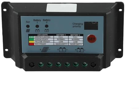 Laderegler für Dual-Batteriesysteme 10A 20A 30A, für PWM, 12V/24V mit Display, ABS-Konstruktion (20A)