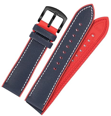 yeziu Nylon-Gummi-Uhrenarmband mit Dornschließe für Omega Speedmaster Dark Side Moon Apollo 8 Seamaster Silikonarmband(Bluerb,19mm)