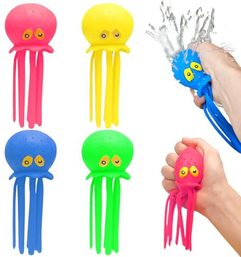 Grtheenumb 4PCS Kleinkind Pool Spielzeug Octopus Wasser Bälle Sensorisches Stress Relief Spielzeug für Kinder Strand Wasser Tisch Schwimmen |.Tisch