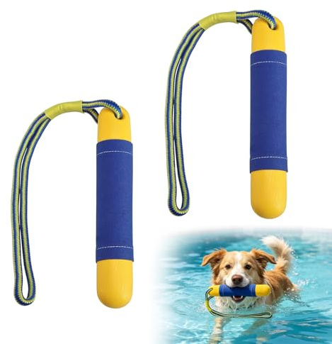 KERANEET 2 Stück Hundespielzeug Schwimmender Hundedummy Wasserspielzeug Hund für Wurf- und Apportierspiele an Land und im Wasser Interaktives Hundespielzeug mit Nylon Rope für Hunde