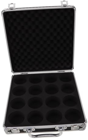 CORHAD Pool Ball Travel Box: Padded Billiard Carrying Bag Travel Storage Box with Handle - 16 Cue Ball Holder for Indoor Outdoor Activities Competition Training Black