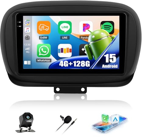 4G+128G GOHHDL Android 15 Autoradio per FIAT 500X 2014-2020 con Wireless Carplay Android Auto, Touch Radio da 9 Pollici 2Din con GPS Navi WiFi Bluetooth FM/RDS EQ SWC Retrocamera&Mic, per FIAT 500X
