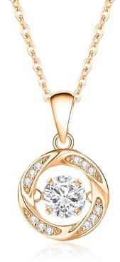 Catena Collana Donna, Collana Donna Ciondolo rotondo a forma di mulino a vento con moissanite/topazio, 40+5cm