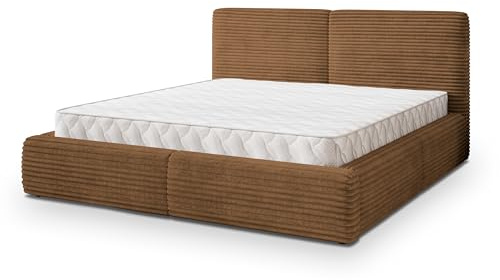 Masseno Polsterbett FELURO T 120x200 cm, Doppelbett, Bettkasten, Stauraum, Lattenrost Und Kopfteil - Kupferfarben, TILIA 56