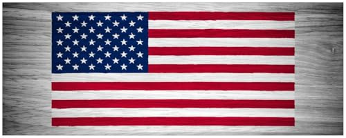 Wallario Küchenrückwand selbstklebend 115 x 50 cm, Motiv: USA Flagge auf Holz | Spritzschutz abwischbar & pflegeleicht