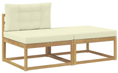 vidaXL 2 Stück Outdoor-Fußhocker Polyester Weiß, Balkon Gartenmöbel, modernes modulares Design, langlebige Entspannung, Elegante Flexibilität