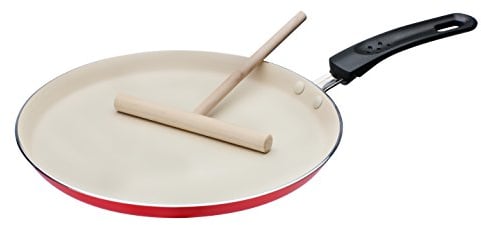 GSW 456715 Crêpes-Pfanne inkl. Teigverteiler, Aluminium, orange/creme - ⌀26 cm