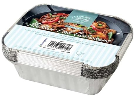 Medium Food Cooking Foil Trays with Lids (9 Pack)