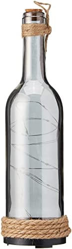 OOTB 137154 Rauchglas-Flasche, Neuheit , mit 10 warmweißen LEDs, 30 x 7 cm