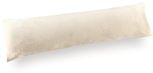 MALIKA Nicky-Teddy Cashmere Touch Coral Fleece Kissenbezug Kissenhülle Seitenschläfer Stillkissen 40x145, Designe:Creme