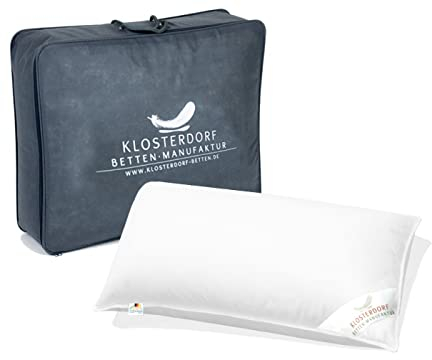 Klosterdorf Bettenmanufaktur Premium Kopfkissen - ''natürlich Deluxe'' - 40x60 cm - 375 Gramm - Handarbeit aus Deutschland - Für einen gesunden Schlaf
