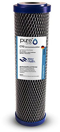 PureOne CTO. Aktivkohle Filterkartusche mit Sedimentschicht Vorfilter. 100% Aktiv-Kohle in gepressten Feinheiten je nach Auswahl von 1µ bis 50µ - Hochqualitativ für Brauchwasser und Trinkwasser 1µ
