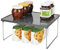 mDesign Platero de cocina – Estante para platos para la encimera y los armarios de la cocina – Accesorio organizador de cocina apilable, con patas plegables de metal – gris oscuro