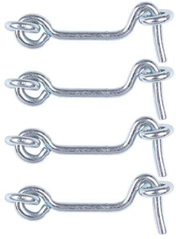 sourcing map 2 Inch Cabin Hook, Eye Latch Hook Door Lock Plating Finish for Gate Shutters Window Slide Barn Door 4 Pack Silver