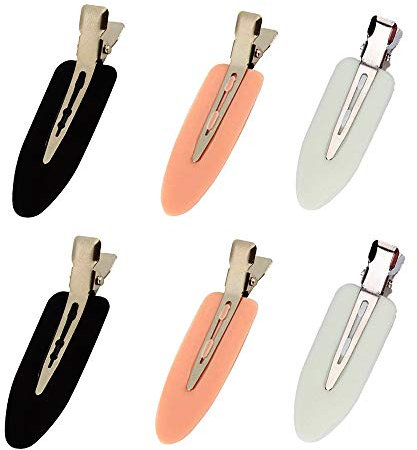 Lot de 6 pinces à cheveux sans pli pour coiffure, maquillage pour femmes et filles (noir, rose et blanc)