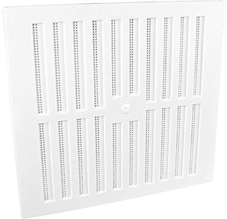 9 x 9 White Plastic Adjustable Hit and Miss Air Vent Grille with Flyscreen Cover, Overall Size 11.25 x 10.5