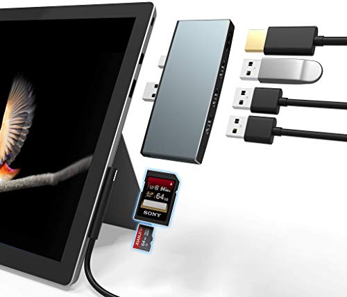 Cateck Microsoft Surface Pro USB Hub Docking Station, Aluminium Surface Pro 4/5/6 USB 3.0 Hub Adapter mit 4K HDMI, 3 x Port, SD/Micro-SD-Kartenleser für die 4/5/6