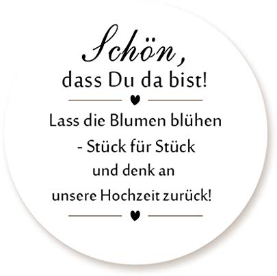100 Stück 4cm Hochzeitssticker Aufkleber Sticker - Schön, dass Du da bist selbstklebende Papieraufkleber Etiketten für die Hochzeit,Blumensamen Tüten,Gastgeschenk - UNI 320