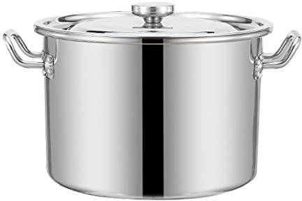 Grande casserole en acier inoxydable cocotte avec couvercle en acier inoxydable, cuire faitout, adapté à tous les types de plaques, d'argent, 40 cm, 30 L