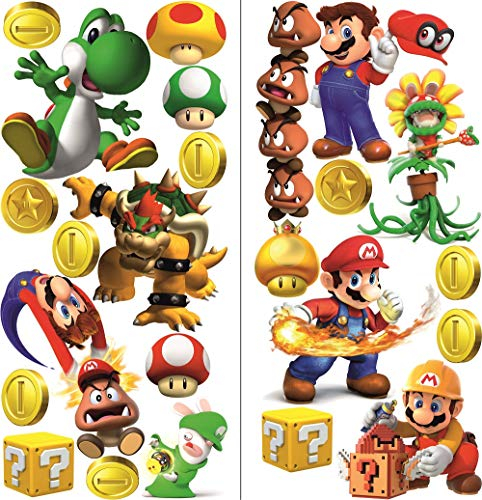 Super Mario Wandtattoo für Schlafzimmer Jungen und Mädchen 2 Blatt super mario Pattern 750mmX 350mm