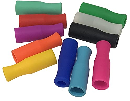 JIEFU Puntas de silicona súper grandes y grandes, 11 unidades, 1/2 pulgada de ancho (12 mm de diámetro), puntas reutilizables para pajitas de acero inoxidable o vidrio