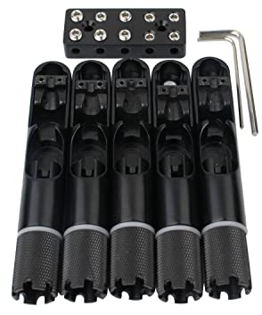 Guyker 5 Pieces Single String Fan Bass Bridge - Headless Fixed Fanned Bridges for Electric Bass Black