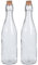 Lot de 2 bouteilles en verre avec bouchon en liège 500 ml pour eau, boissons, jus de fruits, bouteilles en verre transparent pour huile, vinaigre, condiments de cuisine, bière, brassage maison, soda