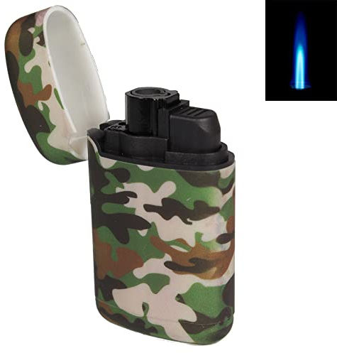 Easy Torch Sturmfeuerzeug Camouflage Feuerzeug Outdoor Rubber Jet Flame Gas Turbofeuerzeug mit Jetflamme (Savannah)
