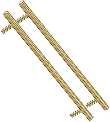 Schrankgriffe Zugknöpfe,2 Stück Schranktürgriffe Küchenschrankgriffe, moderne Griffe aus gebürstetem goldenem Messingmaterial, T-Stange for Schlafzimmermöbel, Schubladen-Hardware-Zubehör (Gesamtlänge
