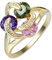 AMDXD Eheringe, mit Rosa Grün Lila Zirkonia Tricolor DreifarGroß Blumen Verlobungsring Gold Verlobungsring Vergoldet Gr.62 (19.7)