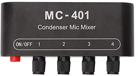 Mezclador de Micrófono de Condensador de Salida 4 en 1, Amplificador de 4 Veces Compatible con 4 Micrófonos de Condensador en Funcionamiento, Mezclador de Micrófono de Mezcla de Fuente Múltiple de