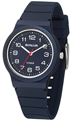 SINAR Kinder Jugend Armbanduhr Sportuhr Jungen Mädchen Analog Quarz 10 bar mit Silikonarmband Dunkelblau XB-18-22