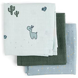 Done by Deer Mullwindeln 3-er Pack GOTS Lalee Blau - 70 x 70 cm - GOTS® Zertifiziert Stoffwindelset, 100% Bio-Baumwolle