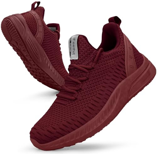 Feethit Damen Laufschuhe Turnschuhe Sportschuhe Sneaker Leichtgewichts Atmungsaktiv Walkingschuhe Outdoor Fitness Jogging Sportsschuhe 37 Weinrot
