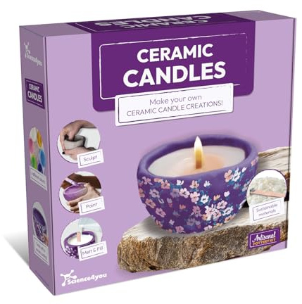 Science4you Kit de Cerámica y Velas DIY para Adultos – Kit de Manualidades para Adultos para Crear Piezas de Cerámica y Velas Artesanales, Decoración Hecha a Mano y Regalo Original