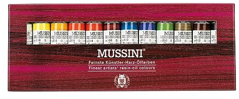 Schmincke - MUSSINI colores al óleo de resina fina, estuche de cartón, 12 x 15 ml estuche, 70 012 097