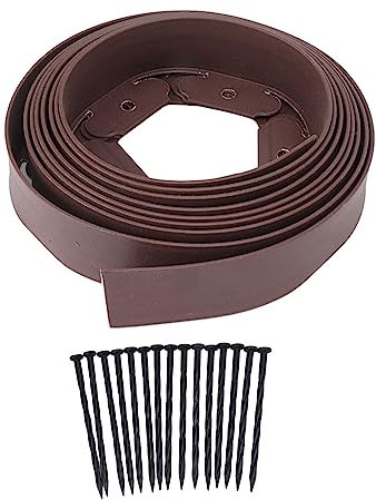 Landschaftskanten-Set, Kunststoff-Landschaftskanten ohne Graben mit 30 Gartenkantenpfählen, Rasenkanten-Rollen-Set, Gartenumrandung ohne Graben für Rasen, Blumengarten, Gras, Hof,(5cmx5cmx5m-Kaffee)