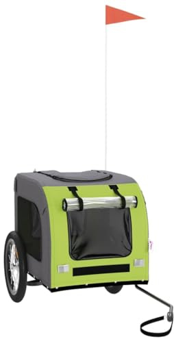 vidaXL Remorque de vélo pour Animaux de Compagnie Vert et Gris