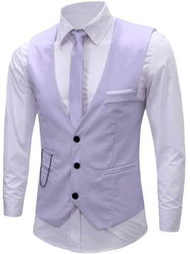 ERZTIAY Vestido formal para hombre, de negocios, ajustado, sin mangas, chaleco, Lila Púrpura, X-Small