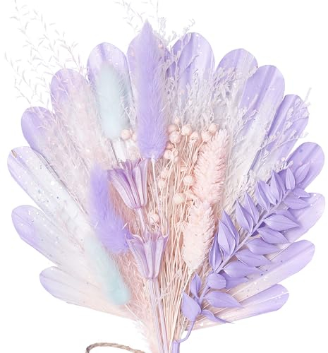 The Baked Studio - Dried Flower Cake Topper Set With Shell Sun Palm Leaf For Cake Decorating (Mermaid)