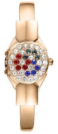 Avaner Uhr Damen Gold Edelstein: Damenuhr mit Manschettenknöpfen Glänzende Armbanduhr Analoges Uhrwerk Offene Uhr für Frauen