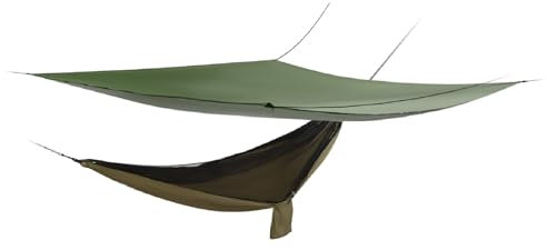 Begoniape Camping Hängematte mit Moskitonetz und Zeltplane, Atmungsaktiv Hängematten aus Nylon Polyester, Reise Hammock 200kg Tragfähigkeit 2.9 * 1.4 m (Armeegrün)